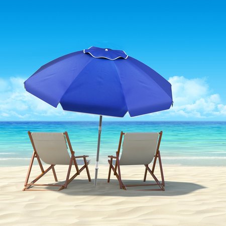 PURE GARDEN Beach Umbrella with 360 Degree Tilt, 7 Ft, Blue 50-LG1094